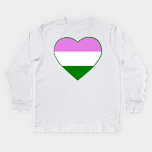 Pride Flag Heart Genderqueer Kids Long Sleeve T-Shirt